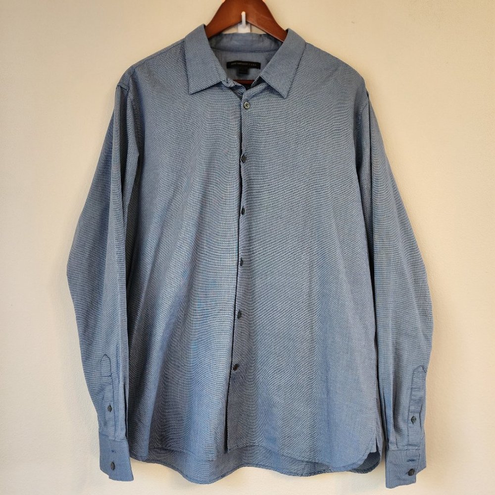 John Varvatos Men’s Long Sleeve Button Down Shirt Sz L Blue Business Casual